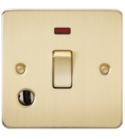 Knightsbridge Flat Plate 20A 1G DP Switch with Neon & Flex Outlet (Brushed Brass)